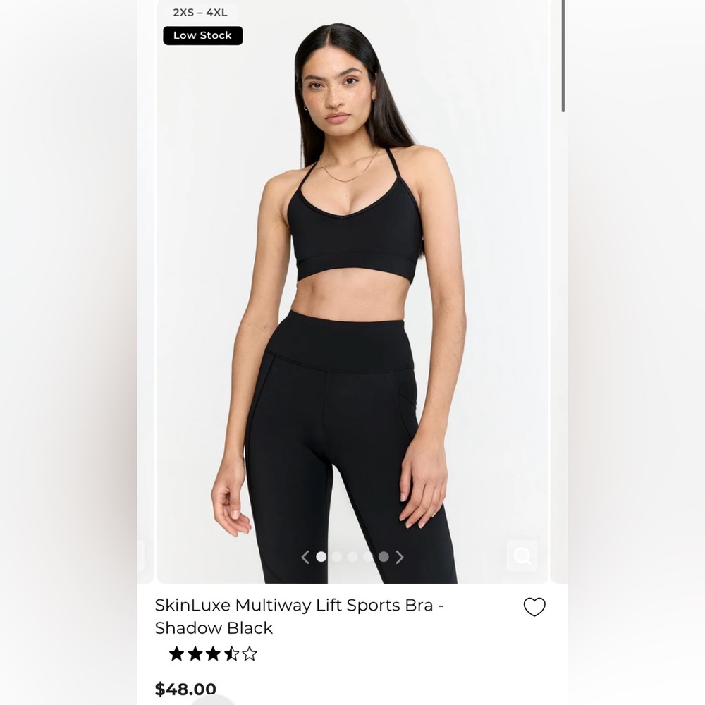 NWT Tala SkinLuxe Multiway Lift Sports Bra - Shadow Black Size Medium